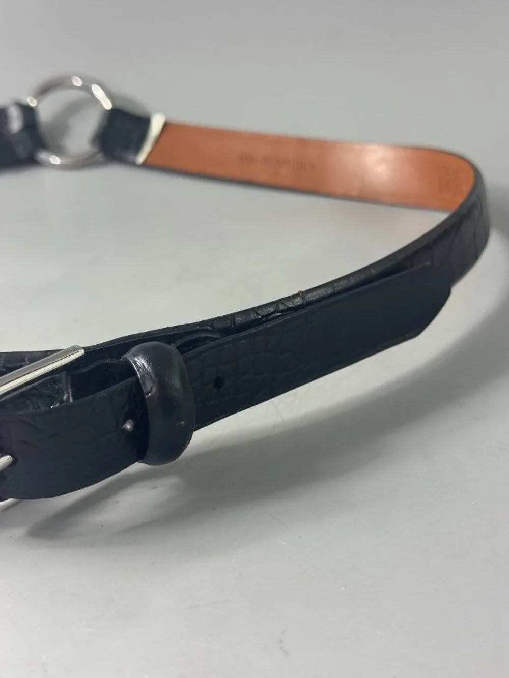 Lauren Ralph Lauren Tri-Strap Black Leather Belt, Size L